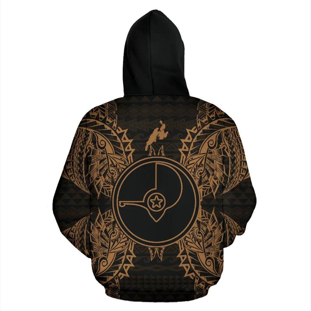 Yap Polynesian ll Over Hoodie Map Red Gold