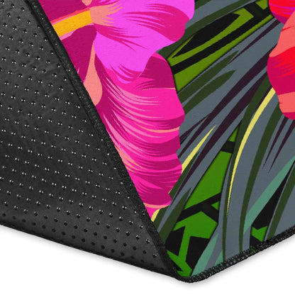 Yap Polynesian Area Rug - Hibiscus and Banana Leaves