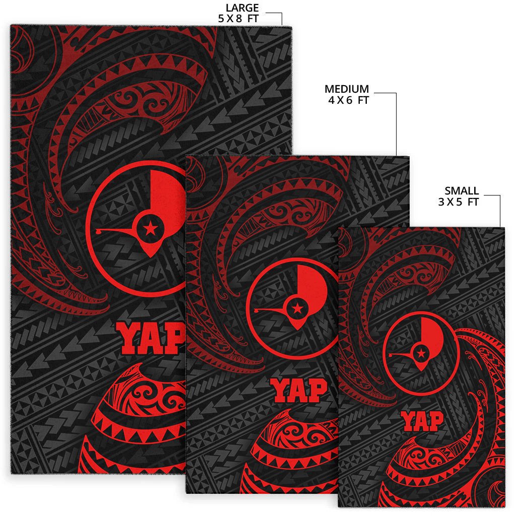 Yap Polynesian Area Rug - Red Tribal Wave