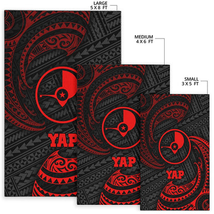 Yap Polynesian Area Rug - Red Tribal Wave