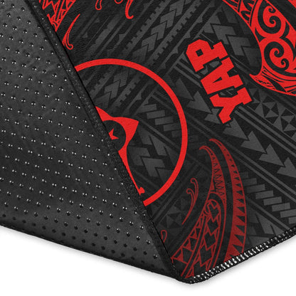 Yap Polynesian Area Rug - Red Tribal Wave