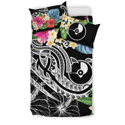 Yap Polynesian Bedding Set - Summer Plumeria (Black)