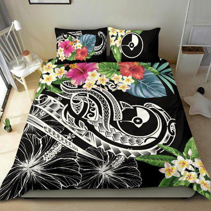 Yap Polynesian Bedding Set - Summer Plumeria (Black)