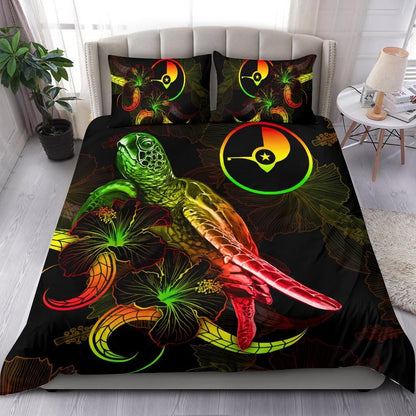 Yap Polynesian Bedding Set - Turtle With Blooming Hibiscus Reggae