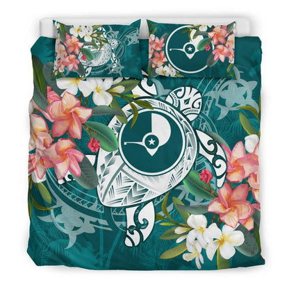 Yap Polynesian Bedding Set - Turtle With Plumeria