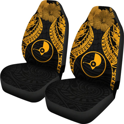 Yap Polynesian Car Seat Covers Pride Seal And Hibiscus Gold