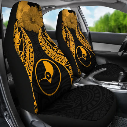 Yap Polynesian Car Seat Covers Pride Seal And Hibiscus Gold