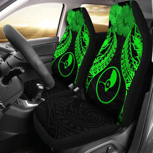 Yap Polynesian Car Seat Covers Pride Seal And Hibiscus Green