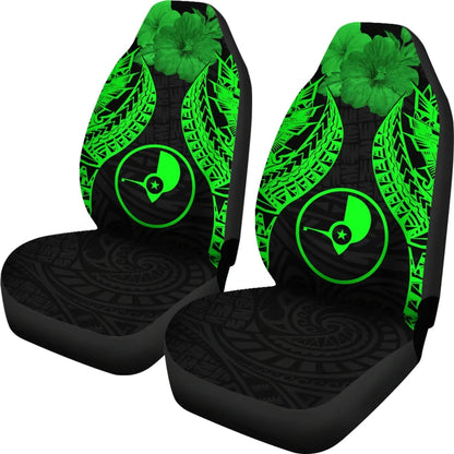 Yap Polynesian Car Seat Covers Pride Seal And Hibiscus Green