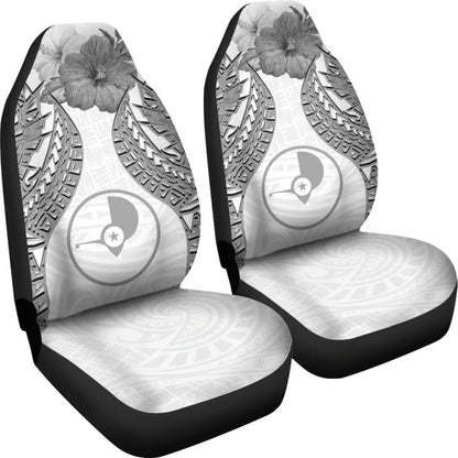 Yap Polynesian Car Seat Covers Pride Seal And Hibiscus White