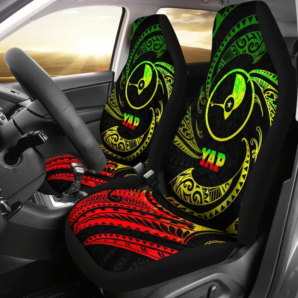 Yap Polynesian Car Seat Covers - Reggae Tribal Wave