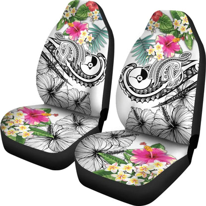 YAP Polynesian Car Seat Covers - Summer Plumeria (White)