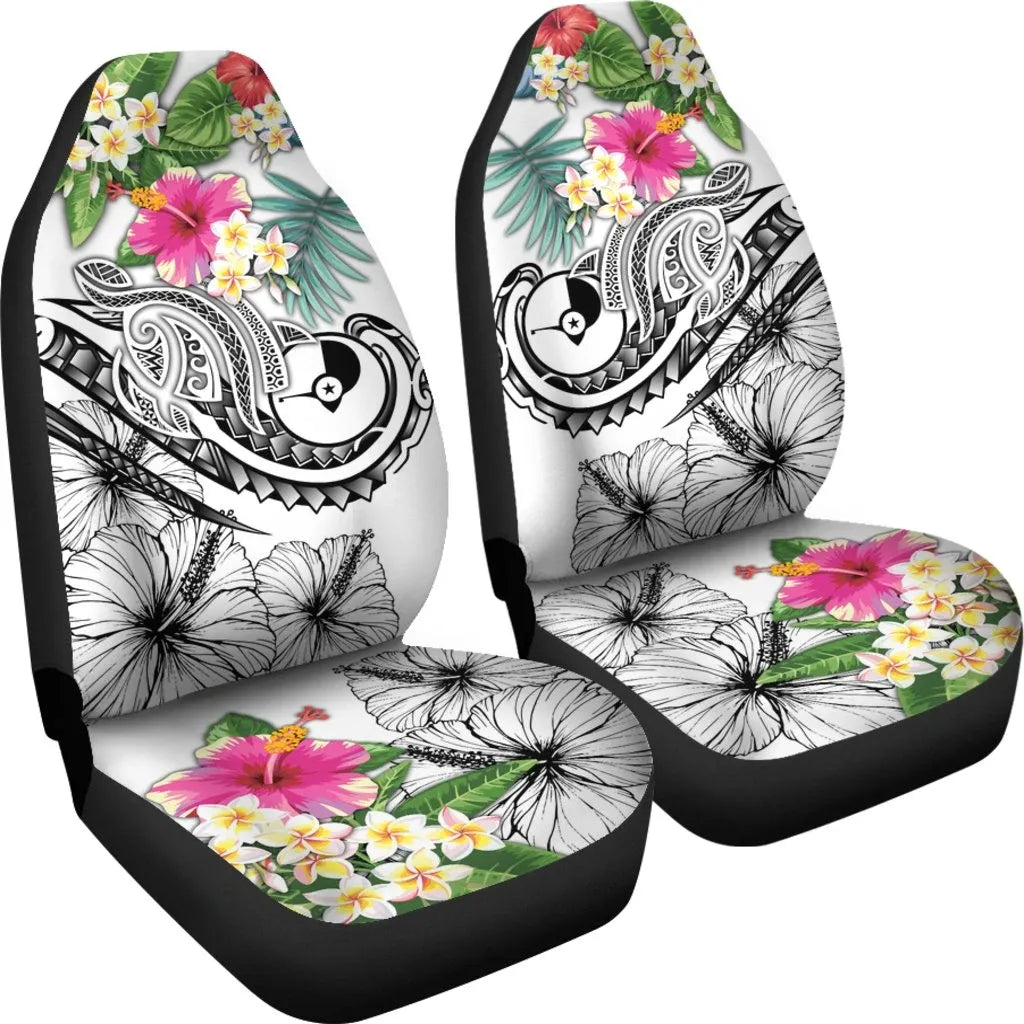 YAP Polynesian Car Seat Covers - Summer Plumeria (White)