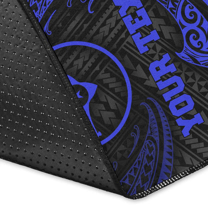 Yap Polynesian Custom Personalised Area Rug - Blue Tribal Wave