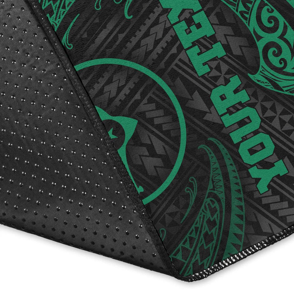 Yap Polynesian Custom Personalised Area Rug - Green Tribal Wave