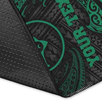 Yap Polynesian Custom Personalised Area Rug - Green Tribal Wave