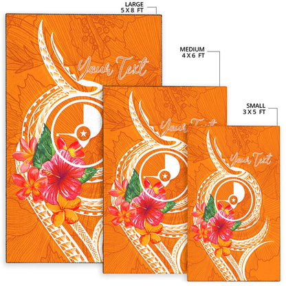 Yap Polynesian Custom Personalised Area Rug - Orange Floral With Seal
