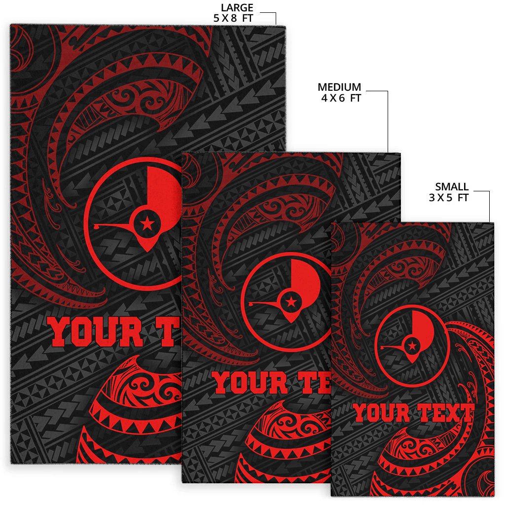 Yap Polynesian Custom Personalised Area Rug - Red Tribal Wave