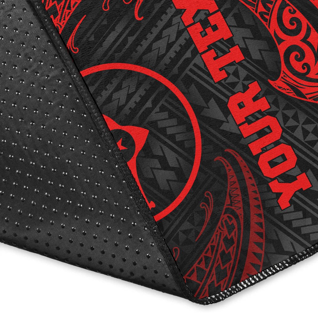 Yap Polynesian Custom Personalised Area Rug - Red Tribal Wave