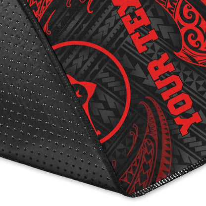 Yap Polynesian Custom Personalised Area Rug - Red Tribal Wave