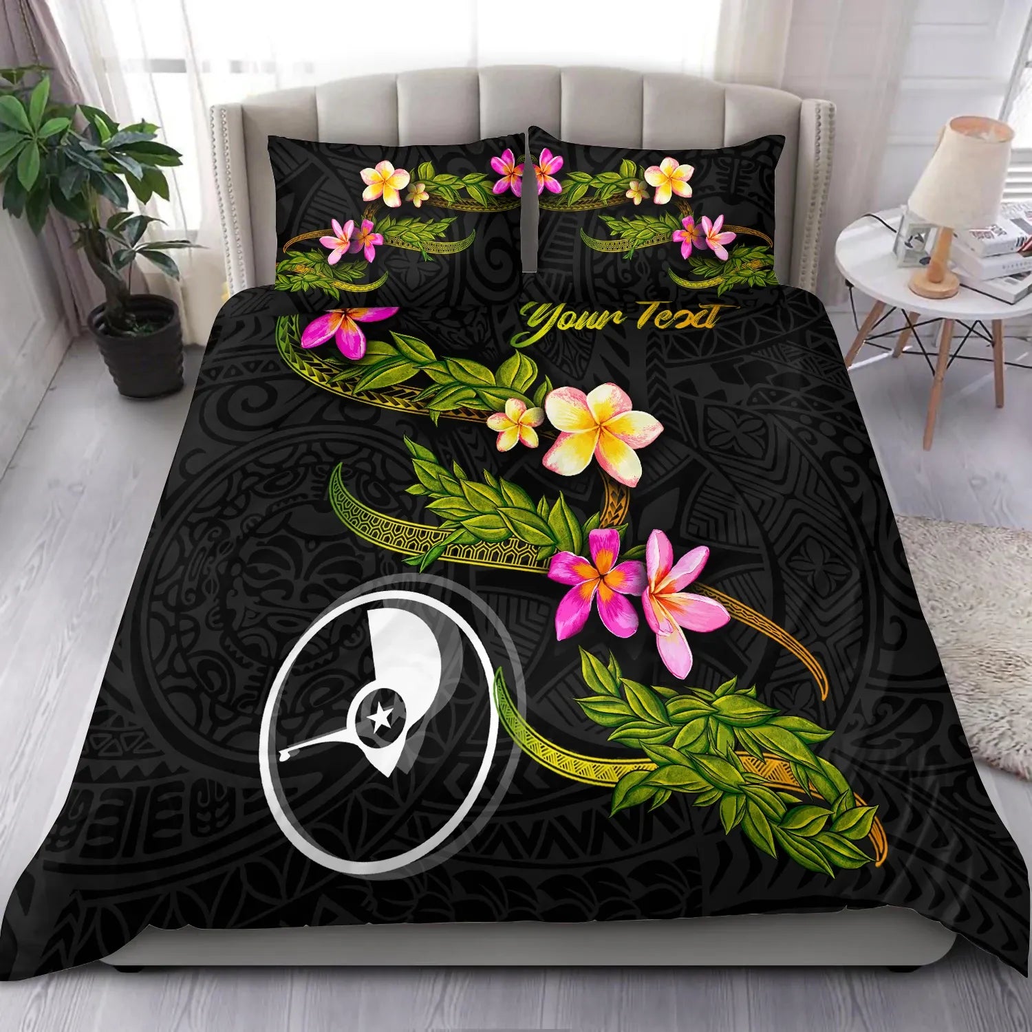 Yap Polynesian Custom Personalised Bedding Set - Plumeria Tribal