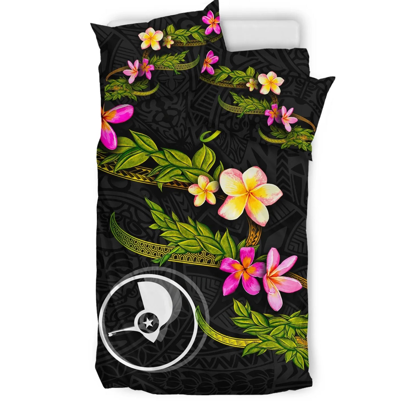 Yap Polynesian Custom Personalised Bedding Set - Plumeria Tribal