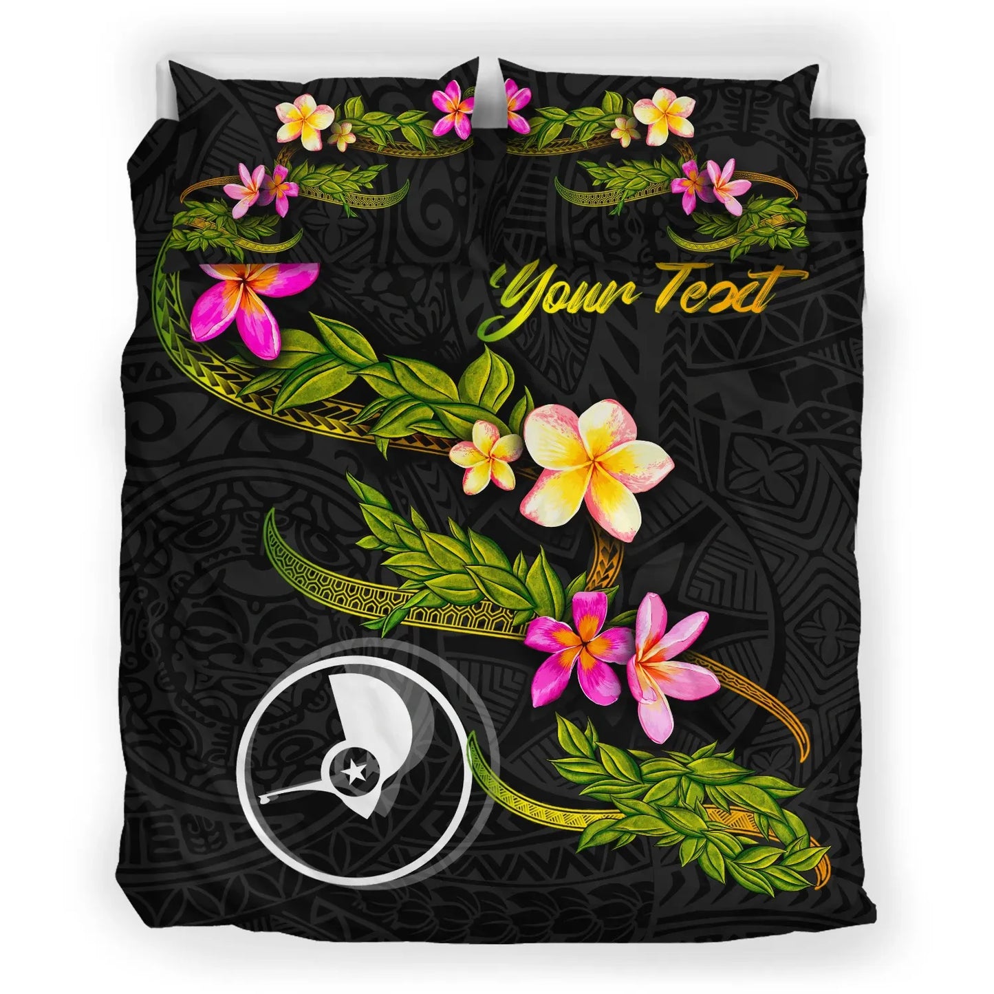 Yap Polynesian Custom Personalised Bedding Set - Plumeria Tribal