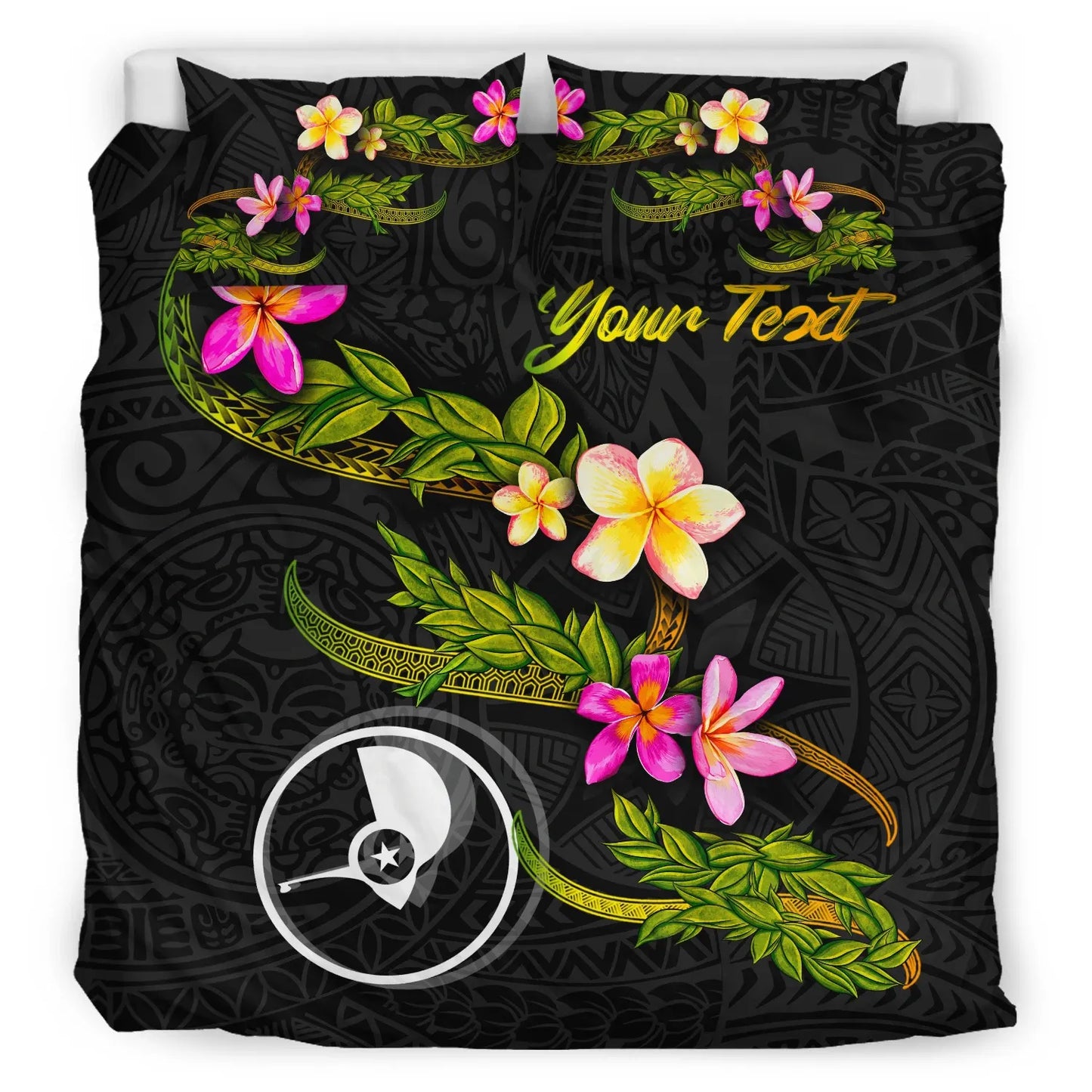 Yap Polynesian Custom Personalised Bedding Set - Plumeria Tribal