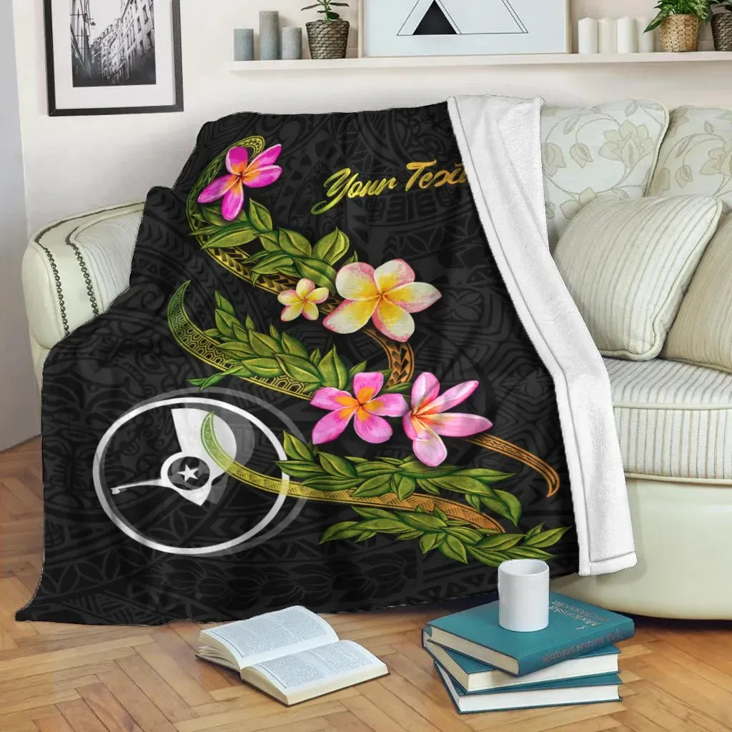 Yap Polynesian Custom Personalised Blanket - Plumeria Tribal