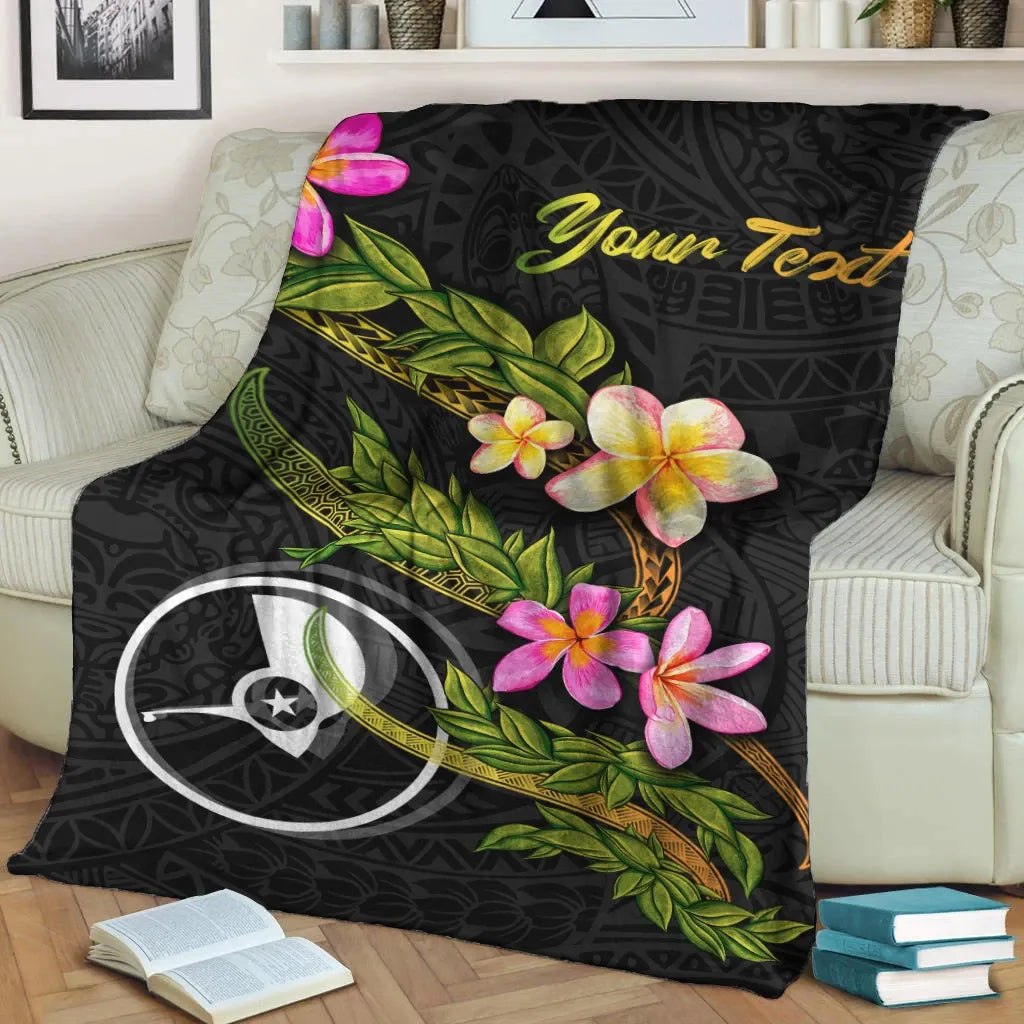 Yap Polynesian Custom Personalised Blanket - Plumeria Tribal
