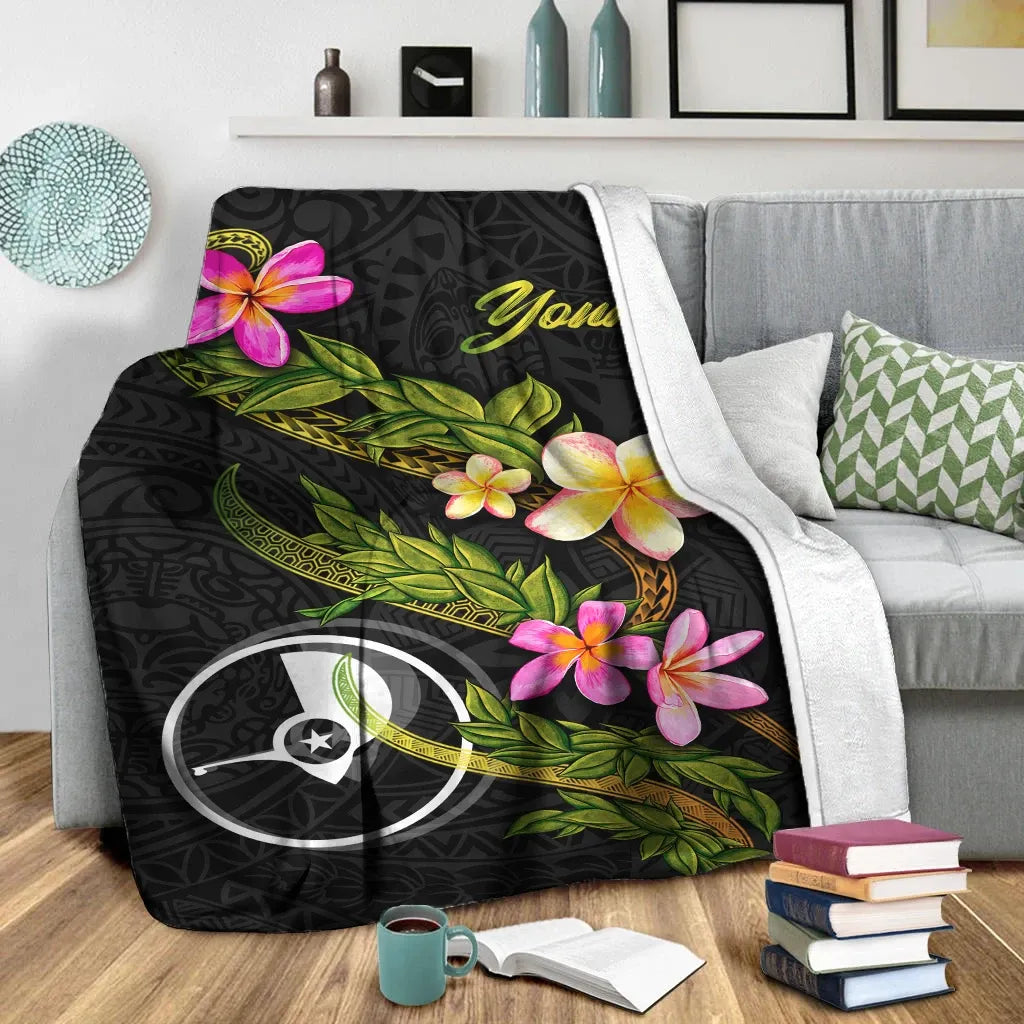 Yap Polynesian Custom Personalised Blanket - Plumeria Tribal
