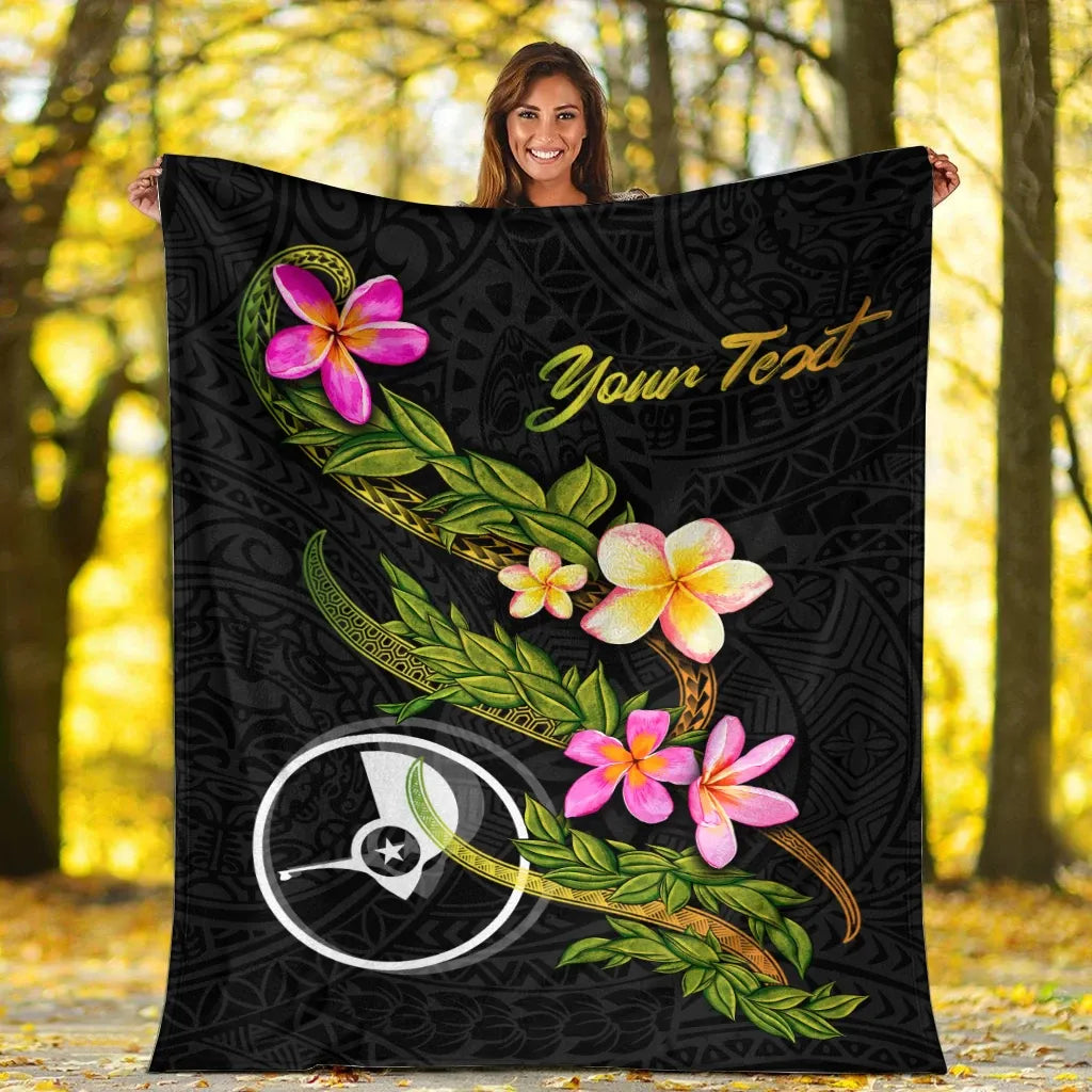 Yap Polynesian Custom Personalised Blanket - Plumeria Tribal