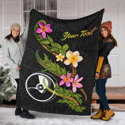 Yap Polynesian Custom Personalised Blanket - Plumeria Tribal