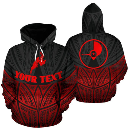 Yap Polynesian Custom Personalised Hoodie Red Black Pride Map nd Seal