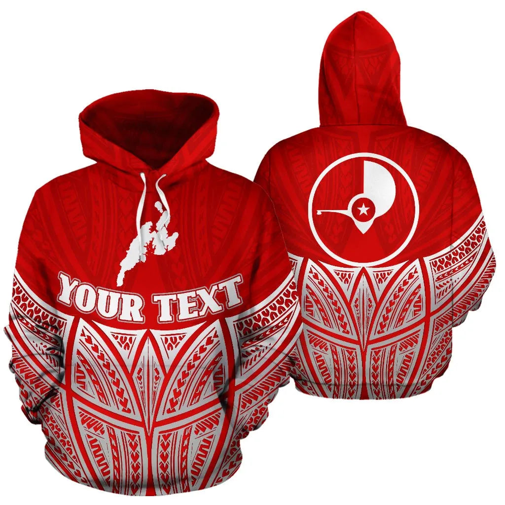 Yap Polynesian Custom Personalised Hoodie Red Pride Map nd Seal
