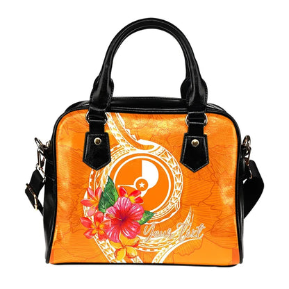 Yap Polynesian Custom Personalised Shoulder Handbag - Orange Floral With Seal