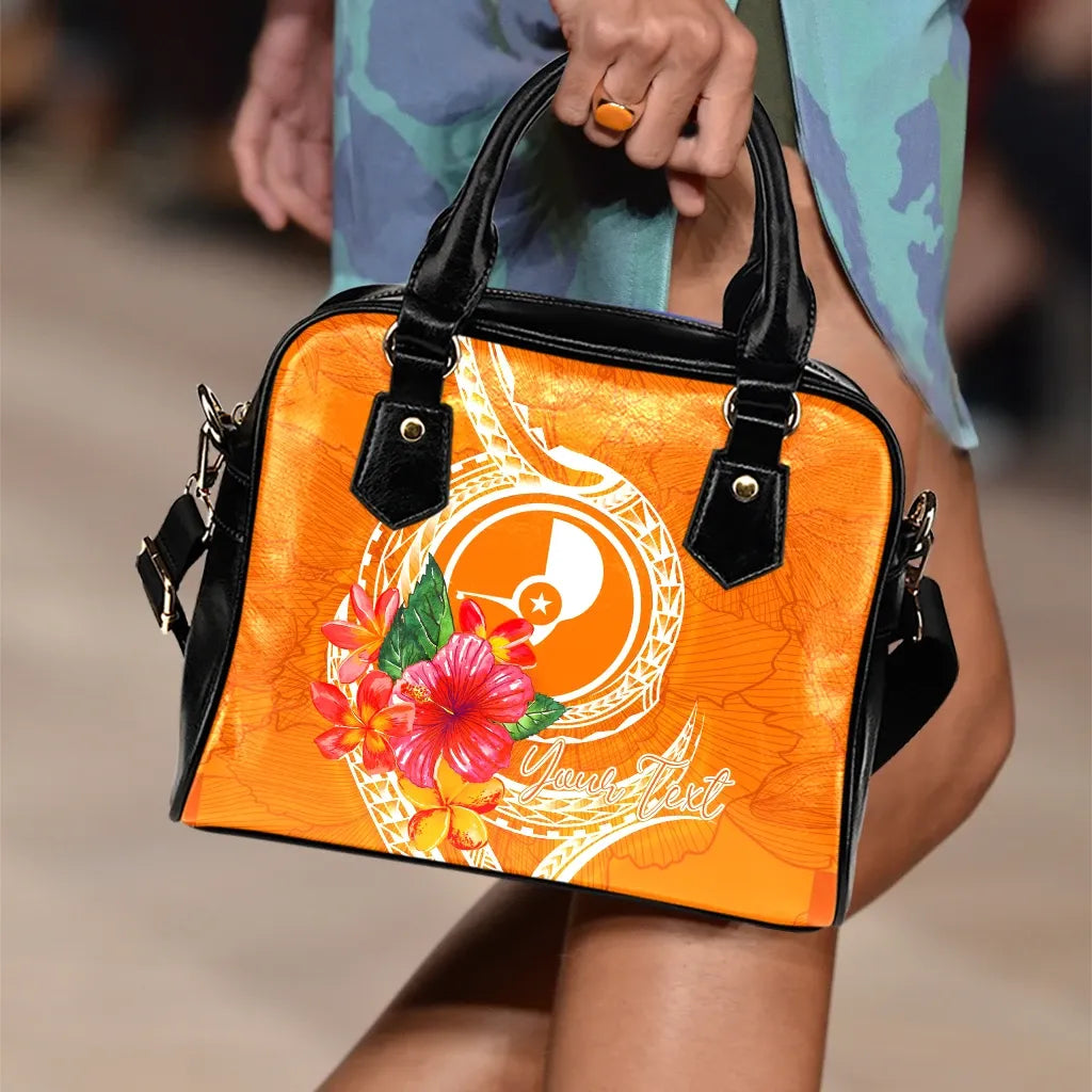 Yap Polynesian Custom Personalised Shoulder Handbag - Orange Floral With Seal