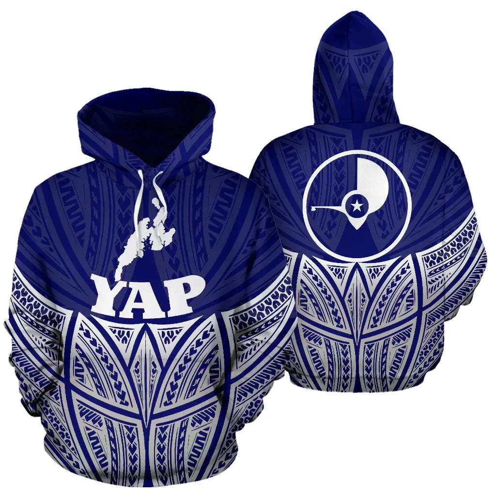 Yap Polynesian Hoodie Blue Pride Map nd Seal