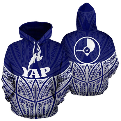 Yap Polynesian Hoodie Blue Pride Map nd Seal
