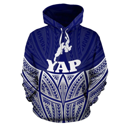 Yap Polynesian Hoodie Blue Pride Map nd Seal