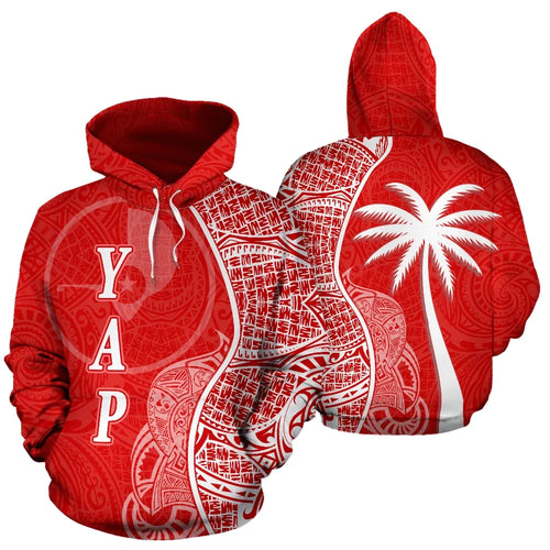 Yap Polynesian Hoodie Coconut Tree Red nd White