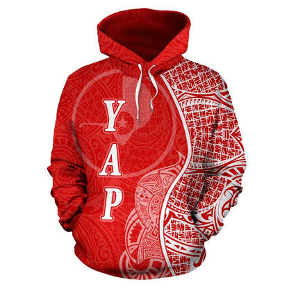 Yap Polynesian Hoodie Coconut Tree Red nd White