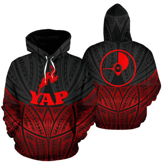 Yap Polynesian Hoodie Red Black Pride Map nd Seal