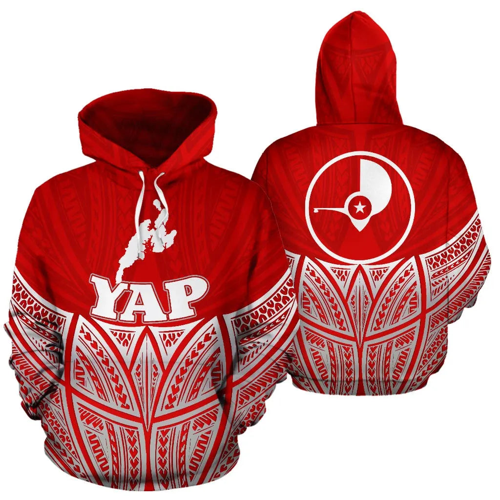 Yap Polynesian Hoodie Red Pride Map nd Seal