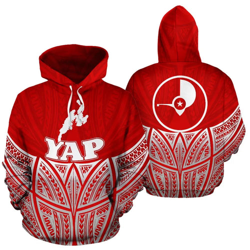 Yap Polynesian Hoodie Red Pride Map nd Seal
