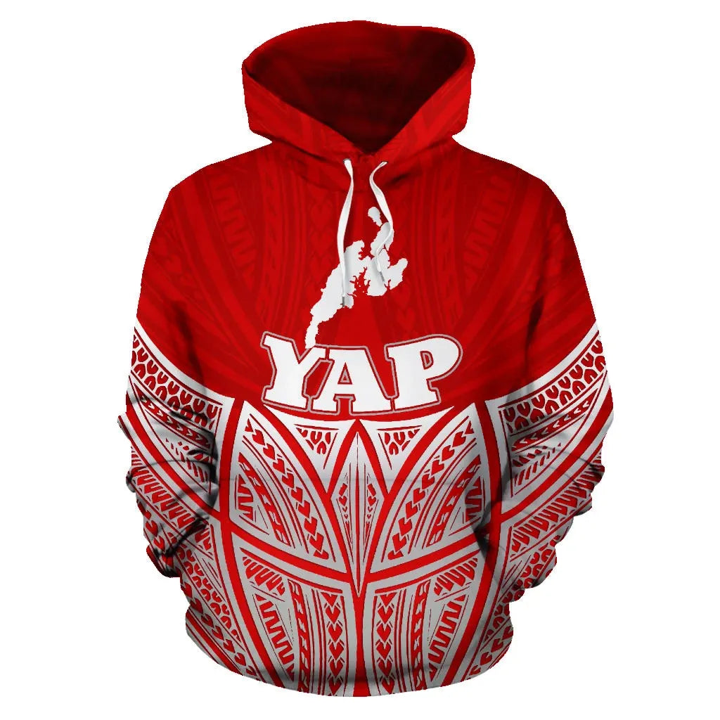 Yap Polynesian Hoodie Red Pride Map nd Seal