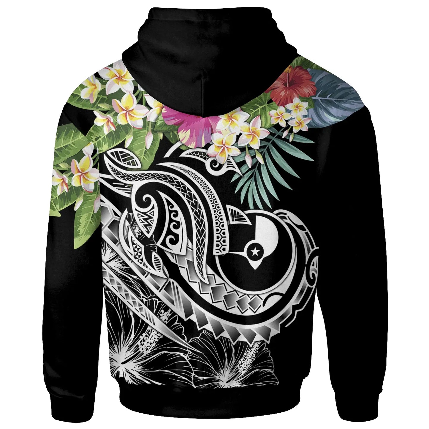 YAP Polynesian Hoodie - Summer Plumeria (Black)