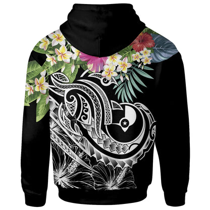 YAP Polynesian Hoodie - Summer Plumeria (Black)