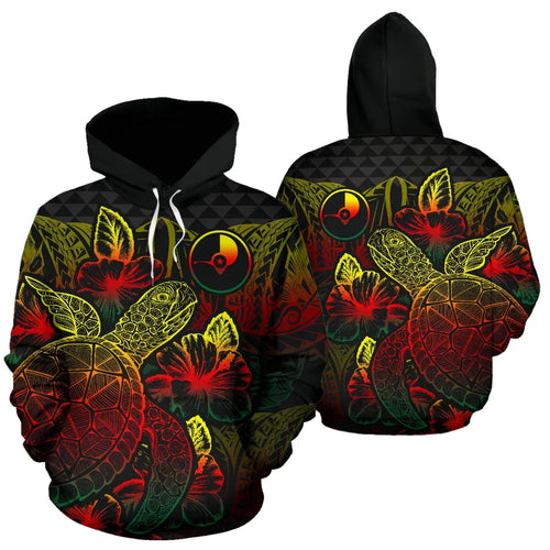 Yap Polynesian Hoodie Turtle Hibiscus Reggae