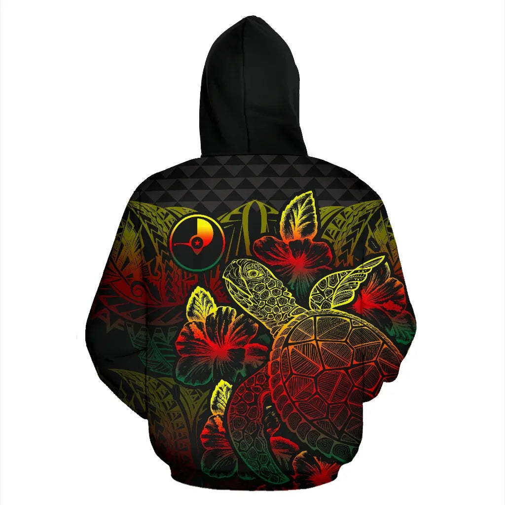 Yap Polynesian Hoodie Turtle Hibiscus Reggae